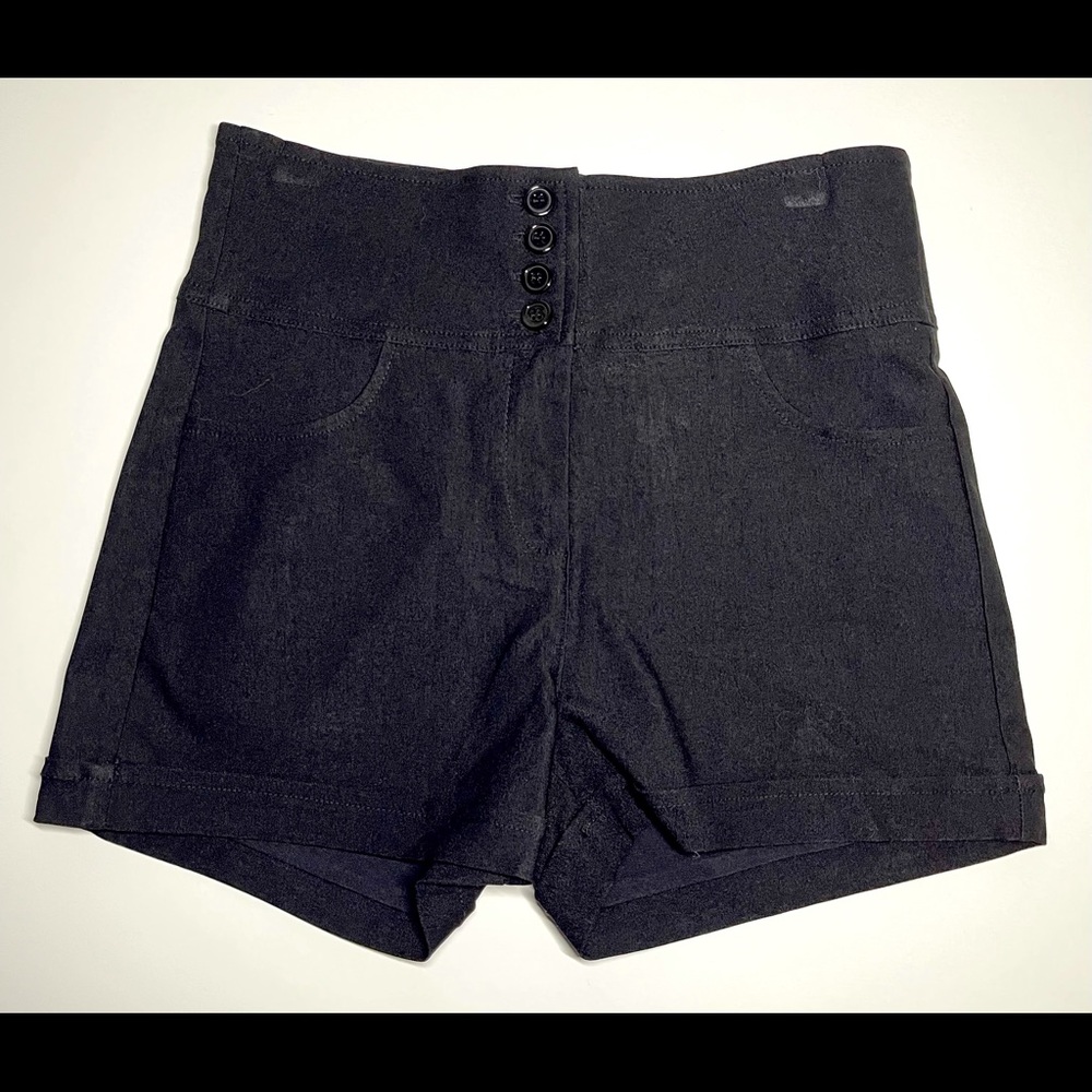 Stretchy Black High Waisted Shorts